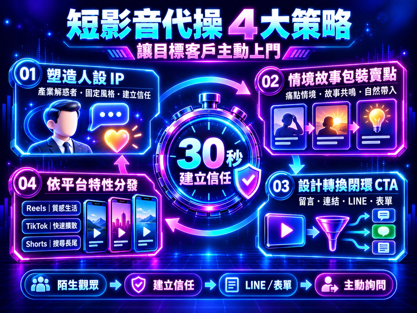 短影音代操四大策略建立信任並導向LINE與表單詢問